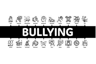 Bullying Aggression Minimal Infographic Banner Vector