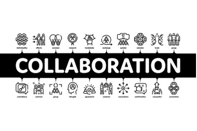 Collaboration Work Minimal Infographic Banner Vector