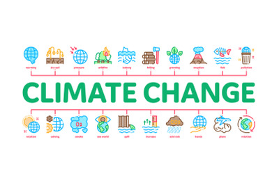 Climate Change Ecology Minimal Infographic Banner Vector