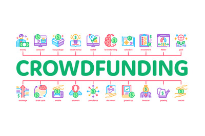 Crowdfunding Business Minimal Infographic Banner Vector