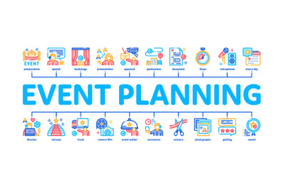 Event Party Planning Minimal Infographic Banner Vector