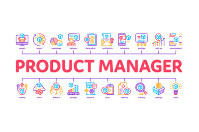 Product Manager Work Minimal Infographic Banner Vector