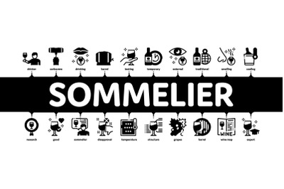 Sommelier Wine Tasting Minimal Infographic Banner Vector