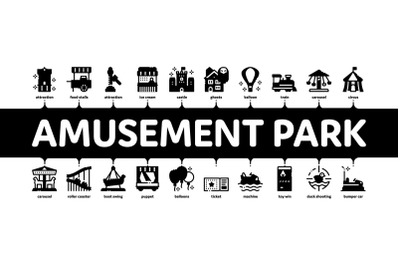 Amusement Park Minimal Infographic Banner Vector