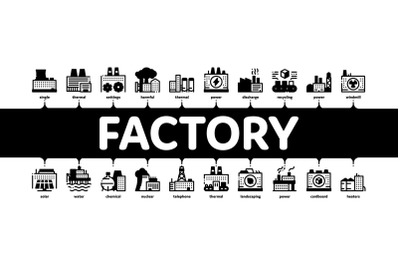 Factory Industrial Minimal Infographic Banner Vector