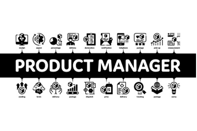 Product Manager Work Minimal Infographic Banner Vector