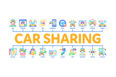 Car Sharing Business Minimal Infographic Banner Vector