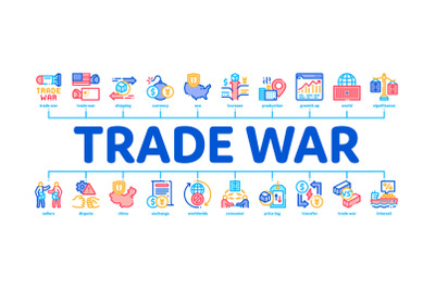 Trade War Business Minimal Infographic Banner Vector