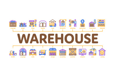 Warehouse And Storage Minimal Infographic Banner Vector