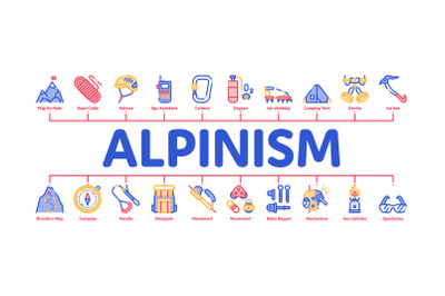 Alpinism Minimal Infographic Banner Vector