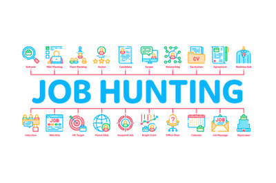 Job Hunting Minimal Infographic Banner Vector