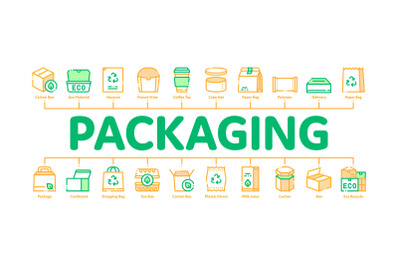 Packaging Minimal Infographic Banner Vector