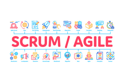 Scrum Agile Minimal Infographic Banner Vector