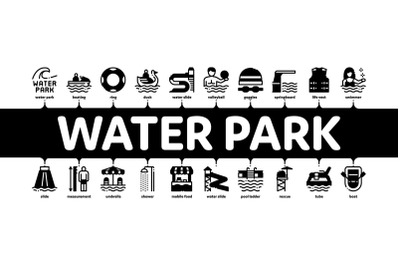 Water Park Attraction Minimal Infographic Banner Vector