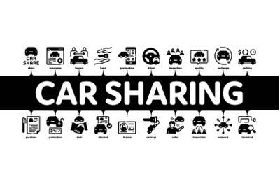 Car Sharing Business Minimal Infographic Banner Vector