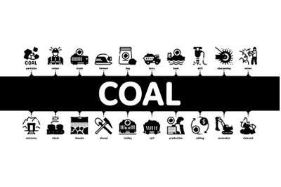 Coal Mining Minimal Infographic Banner Vector