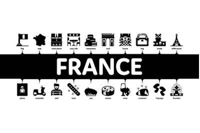 France Country Travel Minimal Infographic Banner Vector