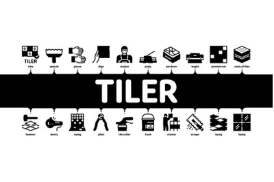 Tiler Work Minimal Infographic Banner Vector