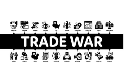 Trade War Business Minimal Infographic Banner Vector