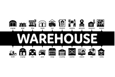 Warehouse And Storage Minimal Infographic Banner Vector