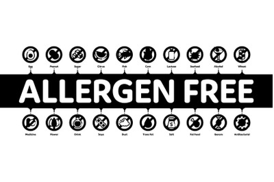 Allergen Free Products Minimal Infographic Banner Vector