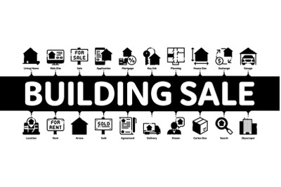 Building House Sale Minimal Infographic Banner Vector