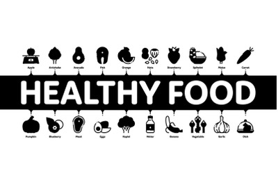 Healthy Food Minimal Infographic Banner Vector