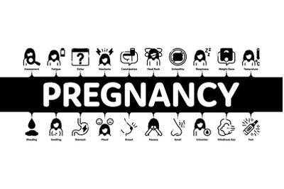 Symptomps Of Pregnancy Infographic Banner Vector