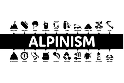 Alpinism Minimal Infographic Banner Vector