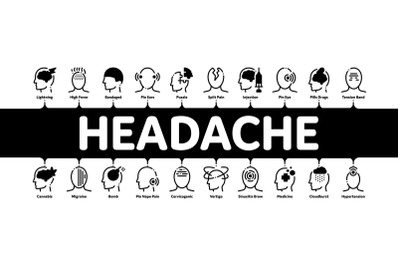 Headache Minimal Infographic Banner Vector