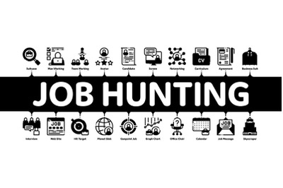 Job Hunting Minimal Infographic Banner Vector