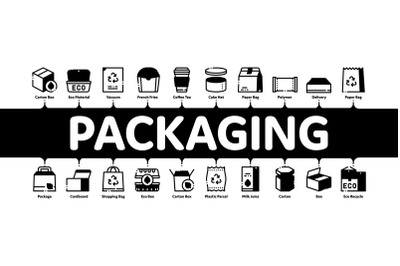 Packaging Minimal Infographic Banner Vector