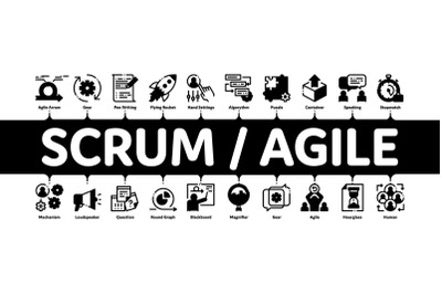 Scrum Agile Minimal Infographic Banner Vector