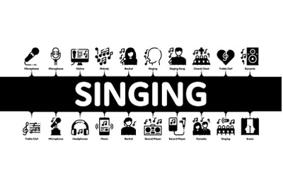 Singing Song Minimal Infographic Banner Vector