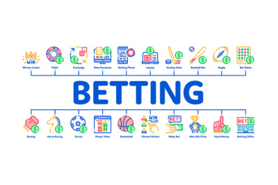 Betting And Gambling Minimal Infographic Banner Vector