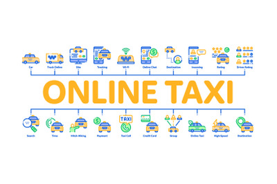 Online Taxi Minimal Infographic Banner Vector