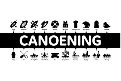 Canoeing Minimal Infographic Banner Vector