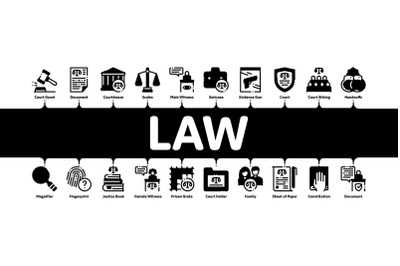 Law And Judgement Minimal Infographic Banner Vector