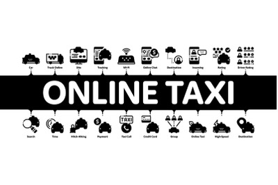 Online Taxi Minimal Infographic Banner Vector