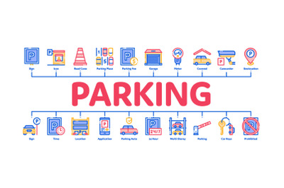 Parking Car Minimal Infographic Banner Vector