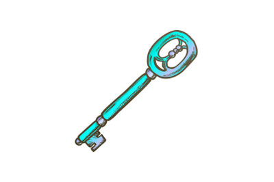 Classical Key Filigree Medieval Color Vector