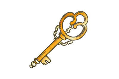 Vintage Key Filigree Medieval Color Vector