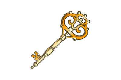 Classical Key Filigree Medieval Color Vector