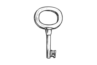 Classical Key Filigree Medieval Monochrome Vector