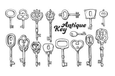 Key In Different Form And Material Ink Set Vector