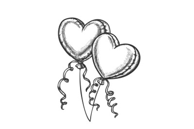 Balloons In Heart Form With Ribbon Retro Vector