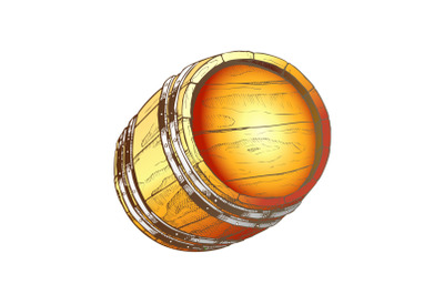 Vintage Hand Drawn Cask Barrel For Liquid Color Vector