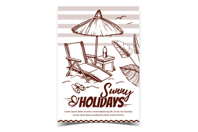 Sunny Holidays Coast Advertising Poster Vector