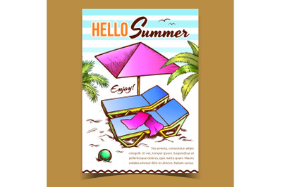 Hello Summer Vacation Advertise Banner Vector