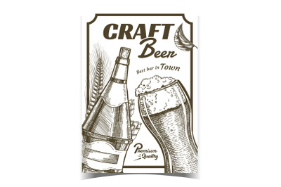 Craft Beer Alcohol Drink Advertising Poster Vector